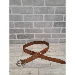Buckle Italian Leather Studded Western Rodeo Silver Buckle‎ Size Large